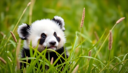 A Baby Panda in the grass