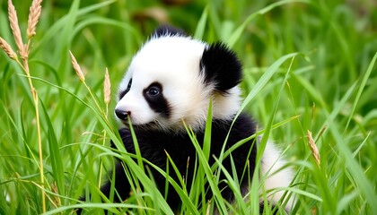 A Baby Panda in the grass