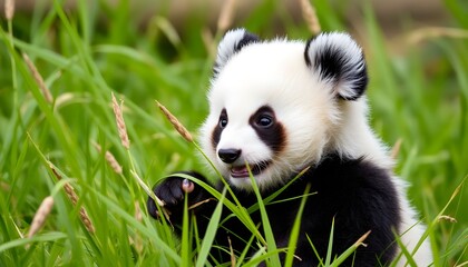 A Baby Panda in the grass