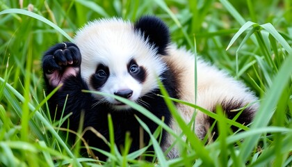 A Baby Panda in the grass