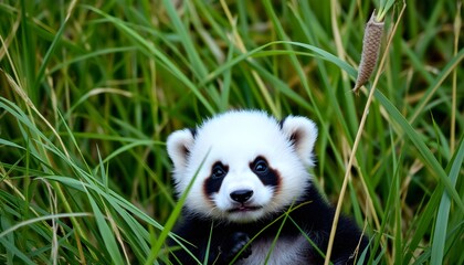 A Baby Panda in the grass
