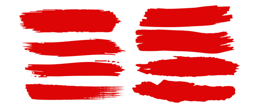 Red brush strokes vector set on a transparent background, perfect for creative designs and art projects Png