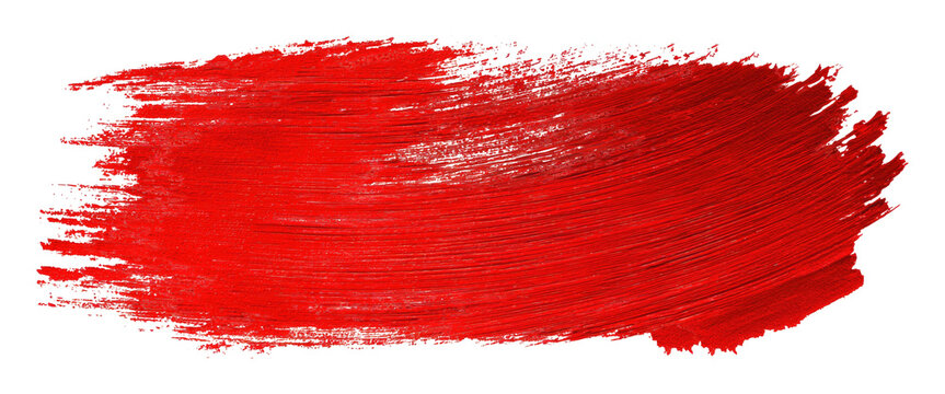 Red brush strokes on a transparent background for artistic design and creative projects. Abstract red in splash, paint, brush strokes, stain grunge isolated on transparent background