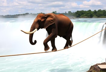 An Elephant walking on a tightrope