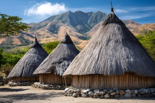 Wae rebo village traditional mbaru niang houses nestled among mountains