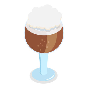 3D Isometric Flat Vector Illustration of Types Of Beer, Beverages in Recommended Glasses. Item 9