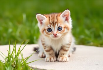 A close up of a Kitten on the ground