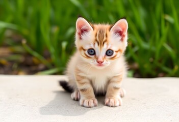 A close up of a Kitten on the ground