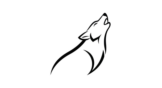 Stylized wolf howling against white background