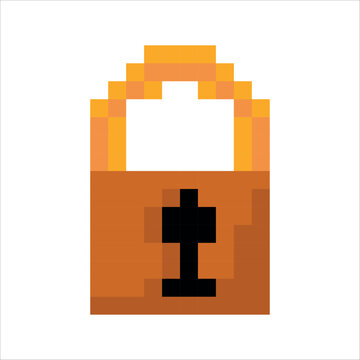 lock . Game elements. Environment for Retro 8 bit icons for old school platformer video game. Pixel art. Vector illustration isolated on white background.
