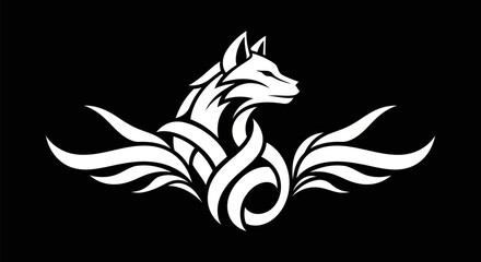 Obraz premium Stylized wolf illustration on black background