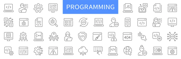 Fotobehang Onderzeeër Programming thin line icons set. Coding, software development icon. Editable stroke. Vector  © warmworld