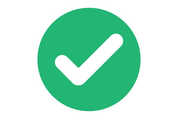 Green Circle Check Mark Icon for Verified Status, Approval Symbol, Success Confirmation, Quality Assurance Badge, UI UX Design Illustration on White Background
