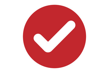 Red Check Mark Icon Illustration for Approval, Success Confirmation, Important Status, Quality Control, Task Completion Symbol for UI UX Design on White Background