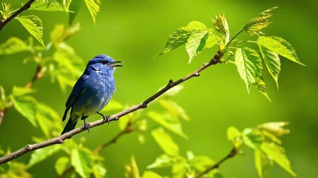 Small bird perched on branch in natural forest