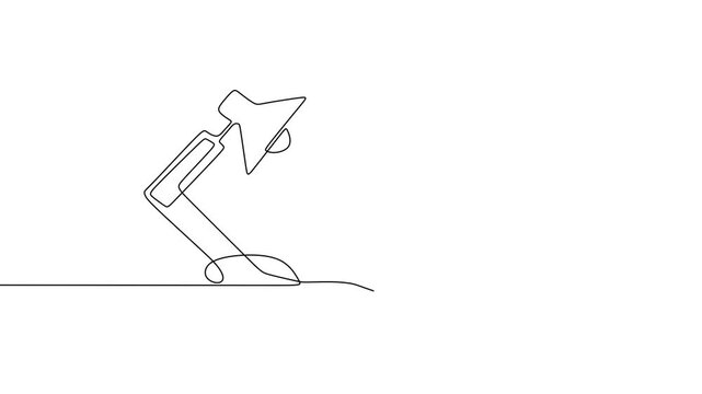 Table Lamp Illuminating Documents Continuous Line Art Animation for Office Work