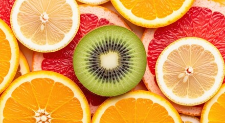 Fototapeta premium Citrus Fruits and Kiwi Slice - Healthy Diet