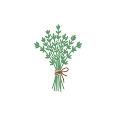 Obraz premium Minimal Flat Vector Icon of Tied Herb Bouquet in Solid Green Color