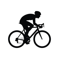 Cyclist Riding Road Bike Black Silhouette