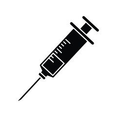 Disposable Syringe Medical Black Silhouette Icon