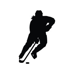 Female Hockey Player Running with Stick Silhouette