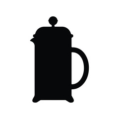 French Press Coffee Maker Black Silhouette Icon