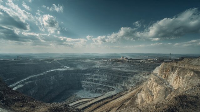 Aerial view of an open-pit mine
