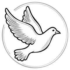 Obraz premium White dove flying inside a circle, illustration of peace and freedom