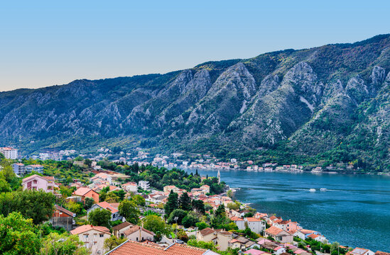 Elevated View of Dobrota Coastline Looking Towards Kotor