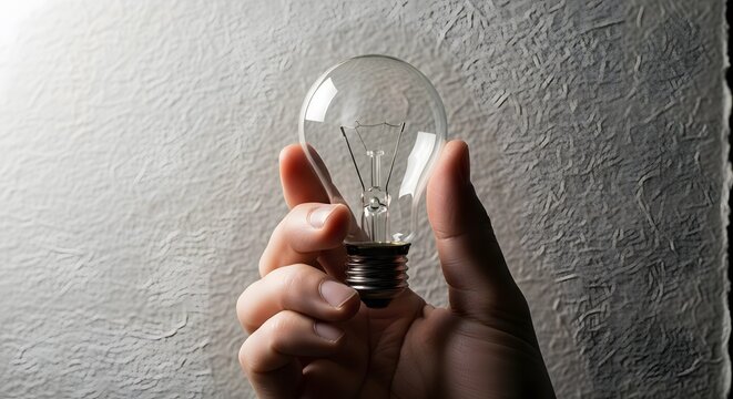 Hand holding a clear light bulb, symbol of idea and innovation