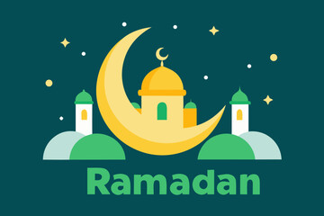 Ramadan Crescent Moon Logo &ndash; Minimal Islamic Ramadan Kareem Design