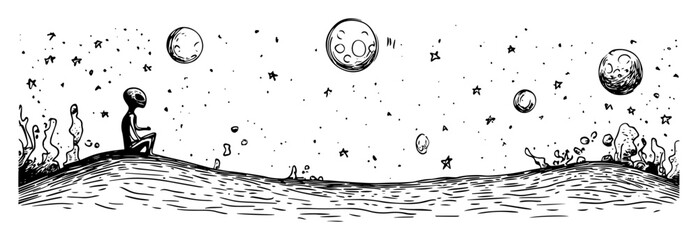child sitting and gazing into outer space © Kaz