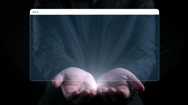 A digital interface for human resources management, featuring a futuristic layout with AI integration. Hands hold the interface, symbolizing innovation in employee management. Qubit