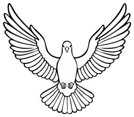 Obraz premium Elegant Dove in Flight Illustration Symbolizing Peace and Hope with Outspread Wings