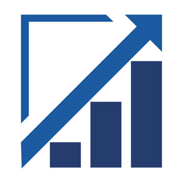 Upward Arrow Bar Chart Icon for Business Growth.eps