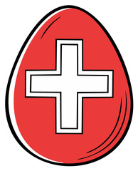 Obraz premium Swiss flag design on a red Easter egg cartoon vector illustration