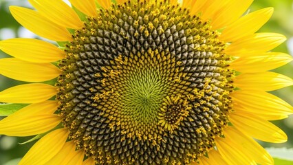 Obraz premium Vibrant sunflower close-up with bright yellow petals and detailed center