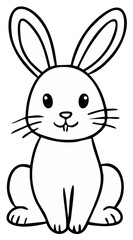 Fototapeta premium Cute cartoon bunny rabbit sitting and looking forward with long ears and whiskers