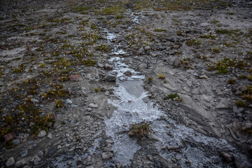 Amazing backpacking place in Kazbegi national park, country Georgia. Beautiful views to Suatisi glacier and mountain Kazbeg.