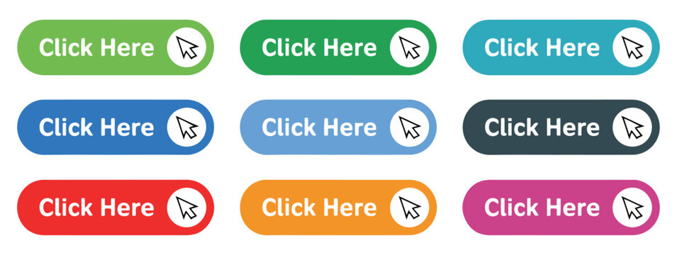 click here button vector icon set