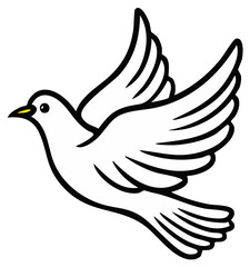Obraz premium Cartoon White Dove in Flight Symbolic Icon Illustration