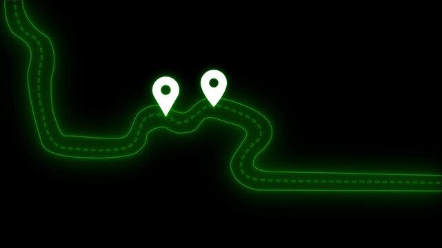 Winding road with location markers animation
