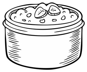 Bowl of oatmeal with sliced strawberries illustration