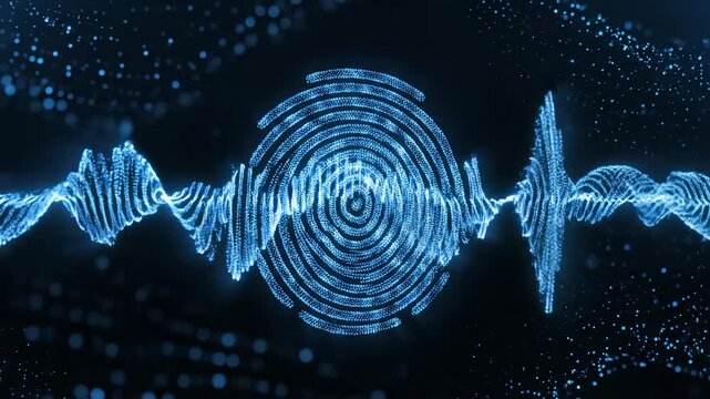 Experience the captivating beauty of soundwaves visualized in brilliant blue hues. The digital art exhibit showcases intricate designs that dance to the rhythm of music.