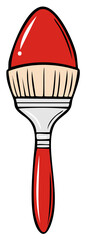 Illustration of a red handled paintbrush with red paint on its bristles