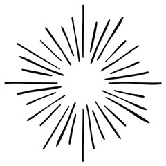 Obraz premium Hand-drawn starburst design element, black and white radial lines.