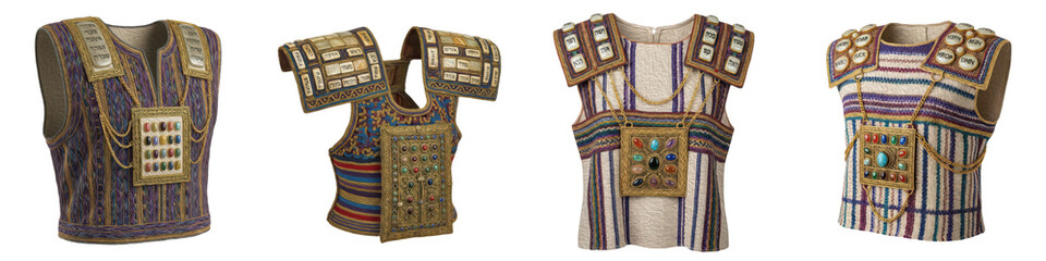 Set of Ancient Biblical High Priest Ephod and Breastplate of Judgment (Hoshen) with Twelve...