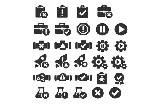 Job status vector paused build passed icons failed grid icon warning deployment