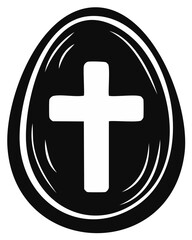 Obraz premium Religious symbol of a white cross inside a black egg shape