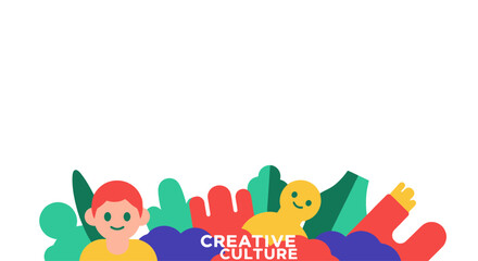 Obraz premium Diverse People and Abstract Shapes